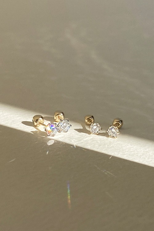 소베티 E_ 14K 랩그로운  1부 2부 다이아몬드  피어싱 귀걸이